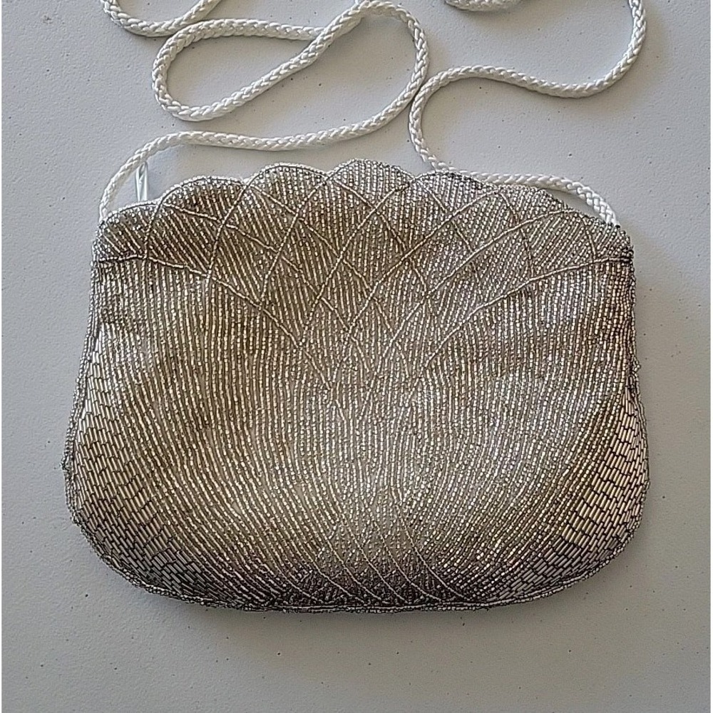 Vintage Nordstrom Beaded Shoulder Bag Elegant Formal Glam Iridescent Wedding